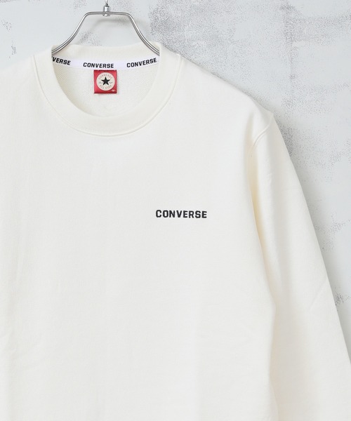 CONVERSE(コンバース)の「【CONVERSE/コンバース】ワンポイントロゴ刺繍 裏毛 クルートレーナー(スウェット・メンズ・パープル系その他/オフホワイト/ダークブラウン/ベージュ/ブラック/グリーン系その他/グレー/ホワイト/ダークグリーン/サックスブルー/ピンク/オートミール・L/LL/M)」の3枚目の写真