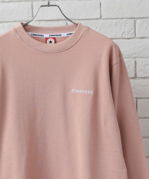 CONVERSE(コンバース)の「【CONVERSE/コンバース】ワンポイントロゴ刺繍 裏毛 クルートレーナー(スウェット・メンズ・パープル系その他/オフホワイト/ダークブラウン/ベージュ/ブラック/グリーン系その他/グレー/ホワイト/ダークグリーン/サックスブルー/ピンク/オートミール・L/LL/M)」の12枚目の写真