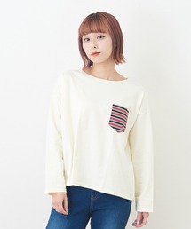 CUBE SUGAR（キューブシュガー）の「カットソービッグボートネックポケット付きTシャツ（Tシャツ/カットソー）」