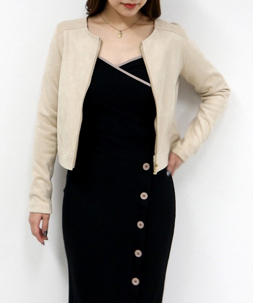 ROYAL PARTY(ロイヤルパーティー)の「ノーカラージャケット(ノーカラージャケット・レディース・ライトグレー/ブラック/ベージュ・FREE)」の13枚目の写真