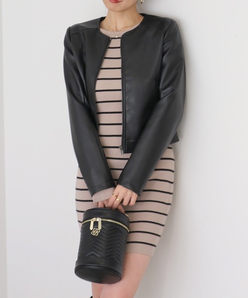 ROYAL PARTY(ロイヤルパーティー)の「ノーカラージャケット(ノーカラージャケット・レディース・ライトグレー/ブラック/ベージュ・FREE)」の12枚目の写真