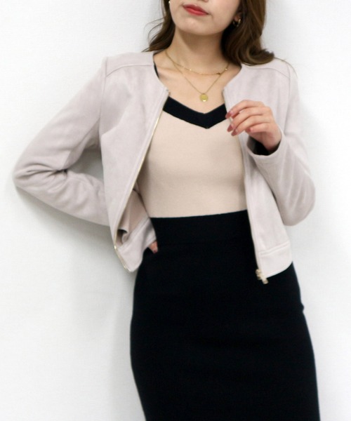 ROYAL PARTY(ロイヤルパーティー)の「ノーカラージャケット(ノーカラージャケット・レディース・ライトグレー/ブラック/ベージュ・FREE)」の16枚目の写真