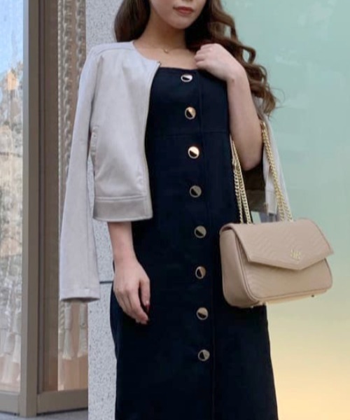 ROYAL PARTY(ロイヤルパーティー)の「ノーカラージャケット(ノーカラージャケット・レディース・ライトグレー/ブラック/ベージュ・FREE)」の4枚目の写真