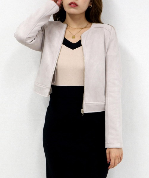 ROYAL PARTY(ロイヤルパーティー)の「ノーカラージャケット(ノーカラージャケット・レディース・ライトグレー/ブラック/ベージュ・FREE)」の11枚目の写真