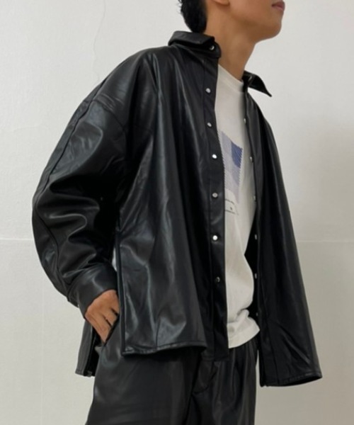 DANKE SCHON（ダンケシェーン）の「DankeSchon/ダンケシェーン/エコレザーシャツ/EcoLether Shirt（シャツ/ブラウス・メンズ・ブラック・FREE）」の6枚目の写真