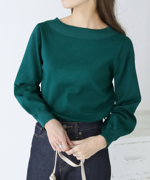 HER CLOSET(ハークローゼット)の「【shemoshelly】前後2wayロングスリーブベーシックニット(ニット/セーター・レディース・ブラウン/ブルー/グレイッシュベージュ/アイボリー/ブラック/ダークグリーン・M)」の5枚目の写真