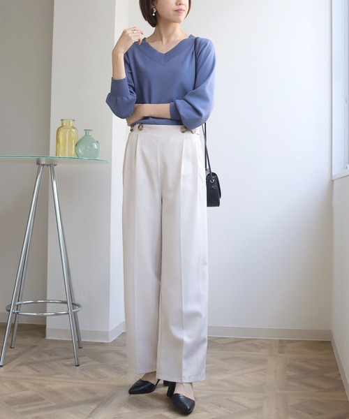 HER CLOSET(ハークローゼット)の「【shemoshelly】前後2wayロングスリーブベーシックニット(ニット/セーター・レディース・ブラウン/ブルー/グレイッシュベージュ/アイボリー/ブラック/ダークグリーン・M)」の11枚目の写真