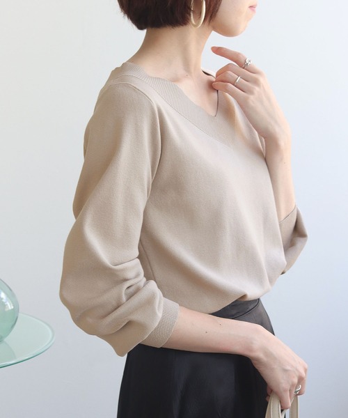 HER CLOSET(ハークローゼット)の「【shemoshelly】前後2wayロングスリーブベーシックニット(ニット/セーター・レディース・ブラウン/ブルー/グレイッシュベージュ/アイボリー/ブラック/ダークグリーン・M)」の19枚目の写真