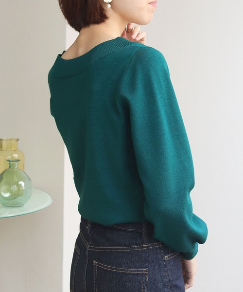 HER CLOSET(ハークローゼット)の「【shemoshelly】前後2wayロングスリーブベーシックニット(ニット/セーター・レディース・ブラウン/ブルー/グレイッシュベージュ/アイボリー/ブラック/ダークグリーン・M)」の10枚目の写真