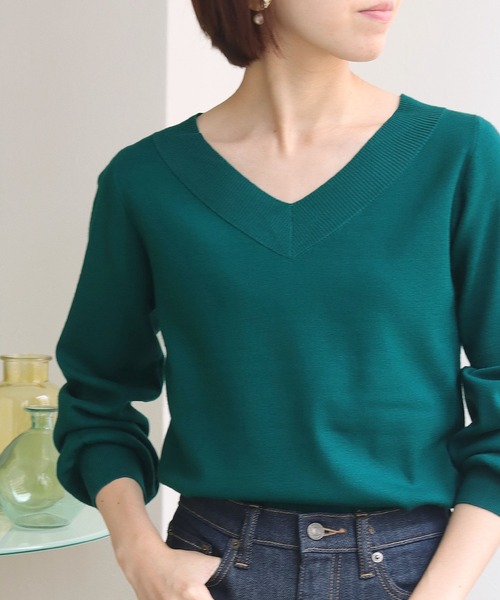 HER CLOSET(ハークローゼット)の「【shemoshelly】前後2wayロングスリーブベーシックニット(ニット/セーター・レディース・ブラウン/ブルー/グレイッシュベージュ/アイボリー/ブラック/ダークグリーン・M)」の20枚目の写真