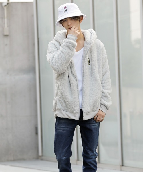 ADMIX/ATELIER SAB MEN（アドミックスアトリエサブメン）の「【RE730 なみおくん コレクション】両面ボア アップリケ 刺繍 オーバーサイズ ジップアップ パーカー（パーカー・メンズ・ホワイト/ブラック/グレー・48/50/52）」の11枚目の写真