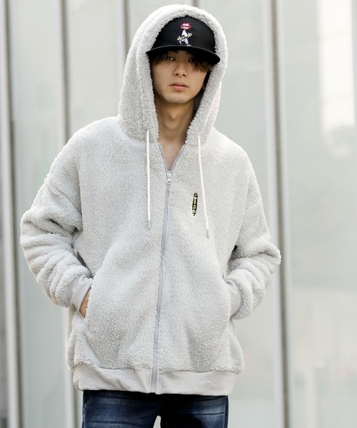 ADMIX/ATELIER SAB MEN（アドミックスアトリエサブメン）の「【RE730 なみおくん コレクション】両面ボア アップリケ 刺繍 オーバーサイズ ジップアップ パーカー（パーカー・メンズ・ホワイト/ブラック/グレー・48/50/52）」の12枚目の写真