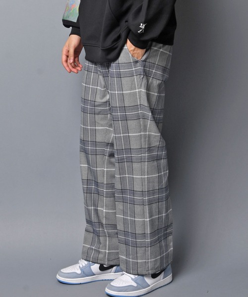 JACKROSE（ジャックローズ）の「JE TR ワイドパンツ（その他パンツ・メンズ・ブラック/チェック/グレー・M/L）」の3枚目の写真