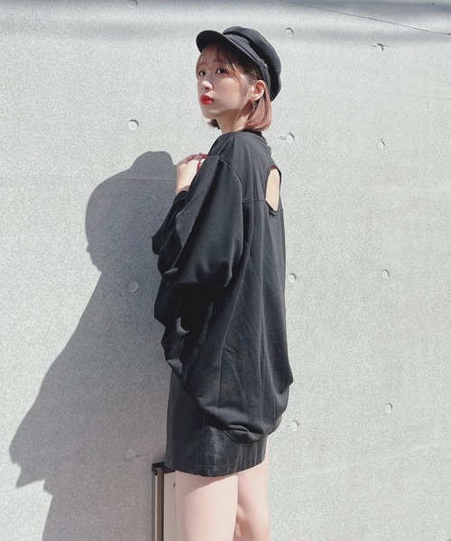 Voyage titty&Co.PETIT(ボヤージュティティアンドコープチ)の「【Voyage titty&Co. PETIT】バックオープンゆるロンTee(Tシャツ/カットソー・レディース・グリーン/ブラック・FREE)」の8枚目の写真