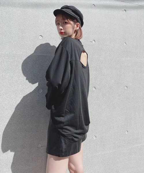 Voyage titty&Co.PETIT(ボヤージュティティアンドコープチ)の「【Voyage titty&Co. PETIT】バックオープンゆるロンTee(Tシャツ/カットソー・レディース・グリーン/ブラック・FREE)」の9枚目の写真
