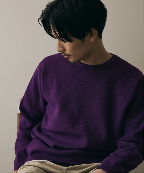 417 EDIFICE（フォーワンセブンエディフィス）の「12G Tech ウォッシャブルアゼクルーネック（ニット/セーター・メンズ・ブラック/ホワイト/ベージュ/サックスブルー/パープル・SMALL/MEDIUM/LARGE）」の5枚目の写真