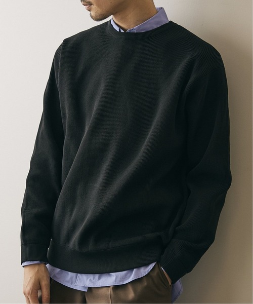 417 EDIFICE（フォーワンセブンエディフィス）の「12G Tech ウォッシャブルアゼクルーネック（ニット/セーター・メンズ・ブラック/ホワイト/ベージュ/サックスブルー/パープル・SMALL/MEDIUM/LARGE）」の2枚目の写真