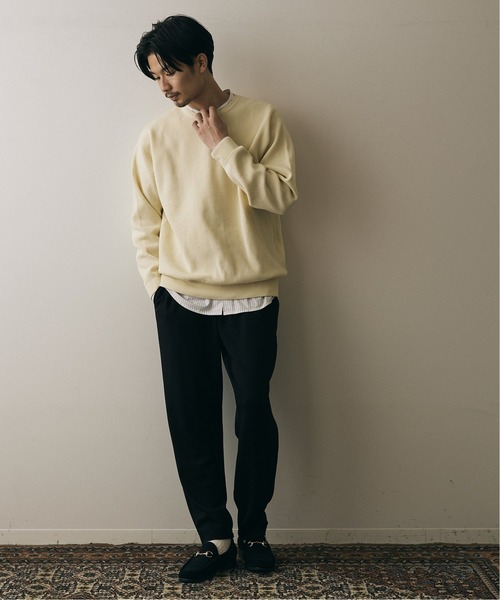 417 EDIFICE（フォーワンセブンエディフィス）の「12G Tech ウォッシャブルアゼクルーネック（ニット/セーター・メンズ・ブラック/ホワイト/ベージュ/サックスブルー/パープル・SMALL/MEDIUM/LARGE）」の8枚目の写真