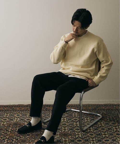 417 EDIFICE（フォーワンセブンエディフィス）の「12G Tech ウォッシャブルアゼクルーネック（ニット/セーター・メンズ・ブラック/ホワイト/ベージュ/サックスブルー/パープル・SMALL/MEDIUM/LARGE）」の7枚目の写真