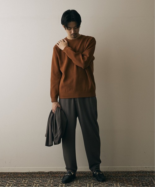 417 EDIFICE（フォーワンセブンエディフィス）の「12G Tech ウォッシャブルアゼクルーネック（ニット/セーター・メンズ・ブラック/ホワイト/ベージュ/サックスブルー/パープル・SMALL/MEDIUM/LARGE）」の19枚目の写真