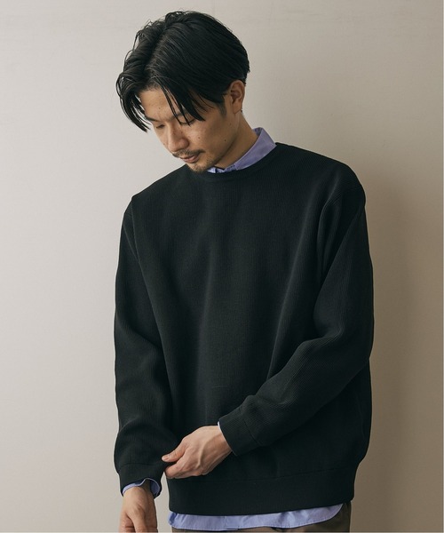 417 EDIFICE（フォーワンセブンエディフィス）の「12G Tech ウォッシャブルアゼクルーネック（ニット/セーター・メンズ・ブラック/ホワイト/ベージュ/サックスブルー/パープル・SMALL/MEDIUM/LARGE）」の14枚目の写真