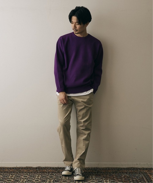 417 EDIFICE（フォーワンセブンエディフィス）の「12G Tech ウォッシャブルアゼクルーネック（ニット/セーター・メンズ・ブラック/ホワイト/ベージュ/サックスブルー/パープル・SMALL/MEDIUM/LARGE）」の10枚目の写真