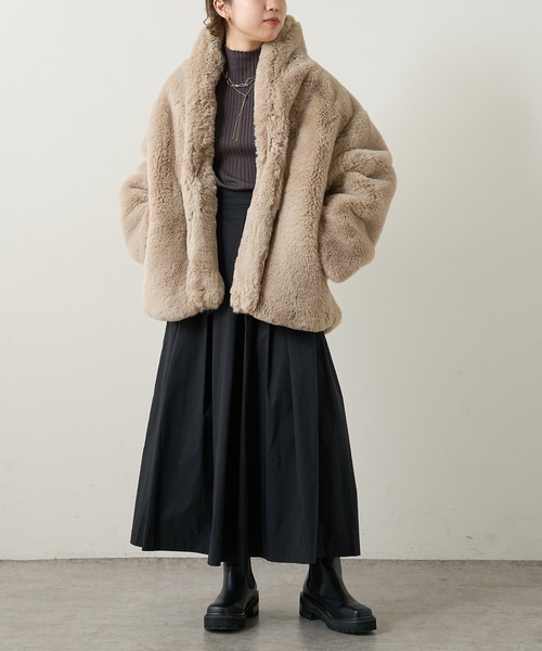 Omekashi(オメカシ)の「リブハイネック2WAYカーディガン(ニット/セーター・レディース・ブラック/チャコールグレー/オレンジ/ホワイト・FREE)」の19枚目の写真