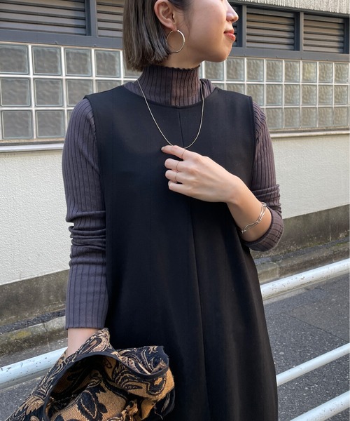 Omekashi(オメカシ)の「リブハイネック2WAYカーディガン(ニット/セーター・レディース・ブラック/チャコールグレー/オレンジ/ホワイト・FREE)」の11枚目の写真