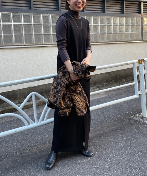 Omekashi(オメカシ)の「リブハイネック2WAYカーディガン(ニット/セーター・レディース・ブラック/チャコールグレー/オレンジ/ホワイト・FREE)」の13枚目の写真