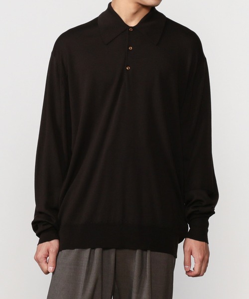 Kaptain Sunshine（キャプテン サンシャイン）の「【KAPTAIN SUNSHINE】〈別注〉ハイゲージニットポロ MEN（ニット/セーター・メンズ・ブラウン/グレー・X-LARGE）」の2枚目の写真