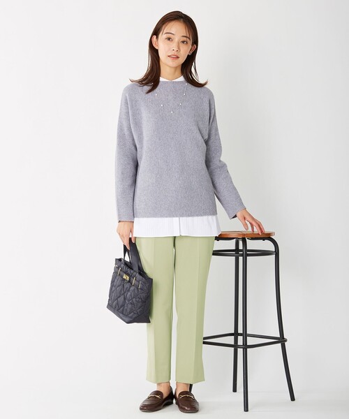 J.PRESS(ジェイプレス)の「【洗える】40/2NEWESTバックピーチ テーパード パンツ(その他パンツ・レディース・ライトグリーン系/ネイビー系/サックスブルー系・T13/T15/T17)」の12枚目の写真