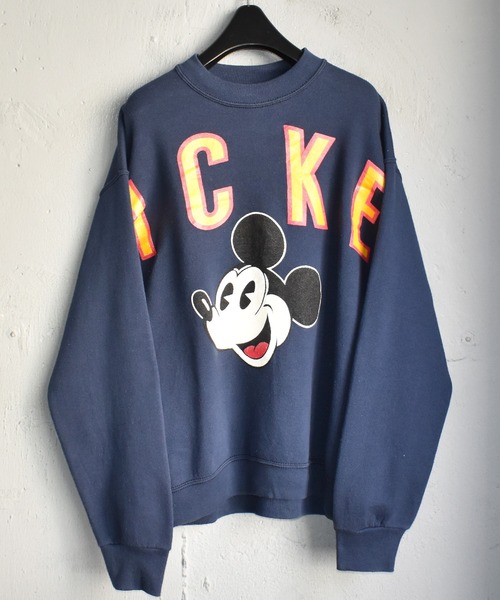 MICKEY MOUSE(ミッキーマウス)の「【ヴィンテージ古着】90's Mickey/ミッキー クルーネックスウェット(スウェット・メンズ・ネイビー・LARGE)」の1枚目の写真