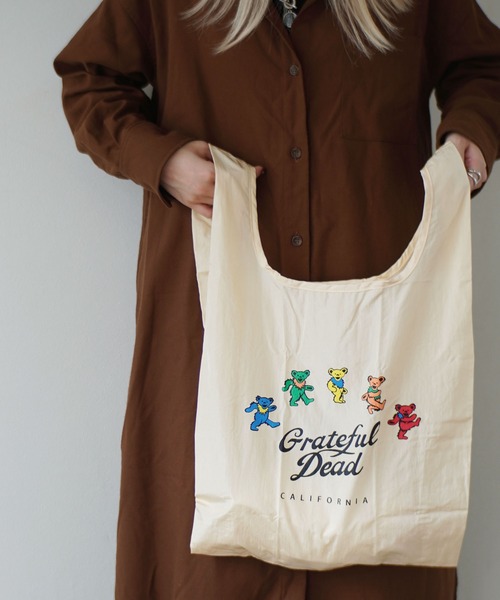 Grateful Dead(グレイトフルデッド)の「【GRATEFUL DEAD/グレイトフルデッド】ナイロン ショッピング エコバッグ(エコバッグ/サブバッグ・メンズ・オフホワイト/グレー/ブラック・FREE)」の2枚目の写真