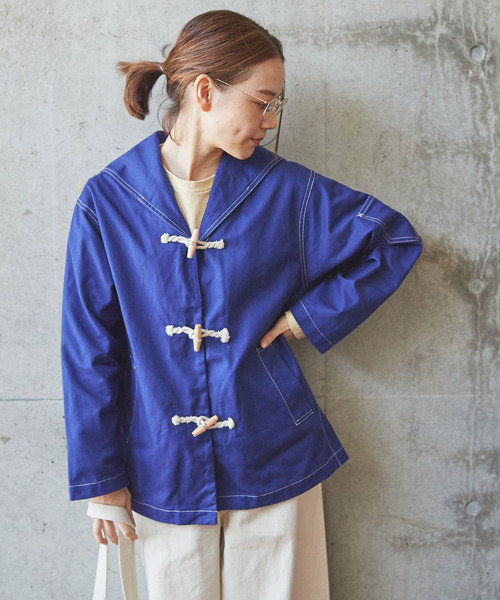 PAR ICI KLASSISK（パーリッシィクラシスク）の「フレンチワーカーサージ セーラージャケット（その他アウター・レディース・ブルー/アイボリー・FREE）」の5枚目の写真