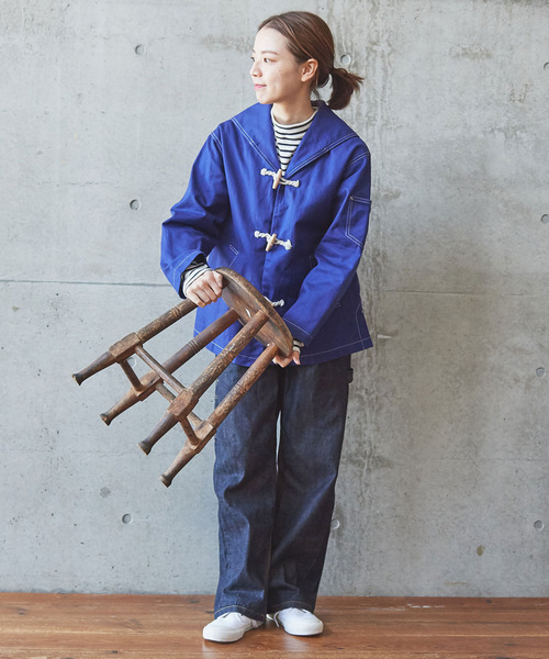 PAR ICI KLASSISK（パーリッシィクラシスク）の「フレンチワーカーサージ セーラージャケット（その他アウター・レディース・ブルー/アイボリー・FREE）」の18枚目の写真