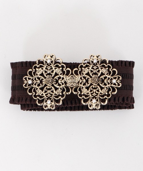 axes femme(アクシーズファム)の「アラベスクゴムベルト(ベルト・レディース・ブラック/ブラウン・MEDIUM)」の2枚目の写真