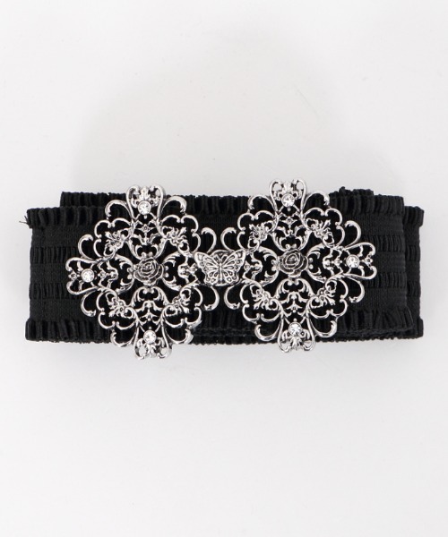 axes femme(アクシーズファム)の「アラベスクゴムベルト(ベルト・レディース・ブラック/ブラウン・MEDIUM)」の1枚目の写真