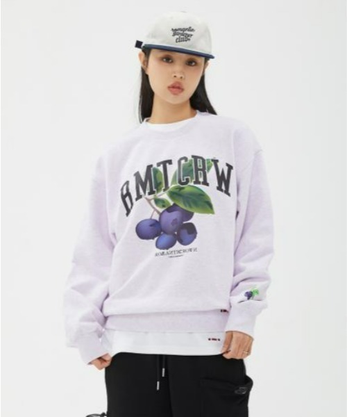 ROMANTIC CROWN（ロマンティッククラウン）の「ROMANTIC CROWN(ロマンティッククラウン) /GARDENING BERRY SWEAT SHIRT/ガーデニングベリー クルーネック スウェットシャツ（スウェット・レディース・ライトグレー/ブラック/パープル・M/L/XL）」の7枚目の写真