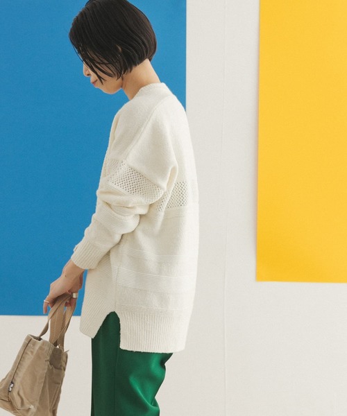 FORK&SPOON（フォークアンドスプーン）の「FORK&SPOON　ランダムパターンニットプルオーバー（ニット/セーター・レディース・ブラック/オフホワイト・ONE）」の5枚目の写真