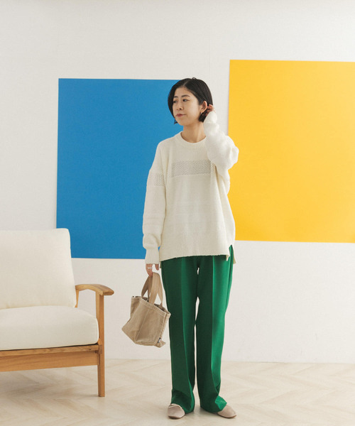 FORK&SPOON（フォークアンドスプーン）の「FORK&SPOON　ランダムパターンニットプルオーバー（ニット/セーター・レディース・ブラック/オフホワイト・ONE）」の7枚目の写真