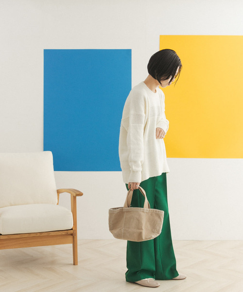 FORK&SPOON（フォークアンドスプーン）の「FORK&SPOON　ランダムパターンニットプルオーバー（ニット/セーター・レディース・ブラック/オフホワイト・ONE）」の8枚目の写真