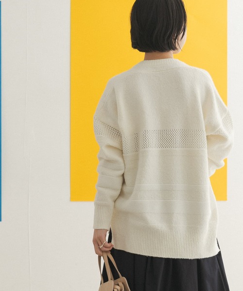 FORK&SPOON（フォークアンドスプーン）の「FORK&SPOON　ランダムパターンニットプルオーバー（ニット/セーター・レディース・ブラック/オフホワイト・ONE）」の12枚目の写真