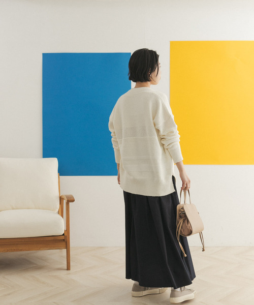 FORK&SPOON（フォークアンドスプーン）の「FORK&SPOON　ランダムパターンニットプルオーバー（ニット/セーター・レディース・ブラック/オフホワイト・ONE）」の13枚目の写真