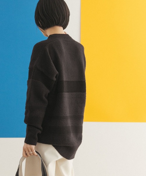 FORK&SPOON（フォークアンドスプーン）の「FORK&SPOON　ランダムパターンニットプルオーバー（ニット/セーター・レディース・ブラック/オフホワイト・ONE）」の16枚目の写真