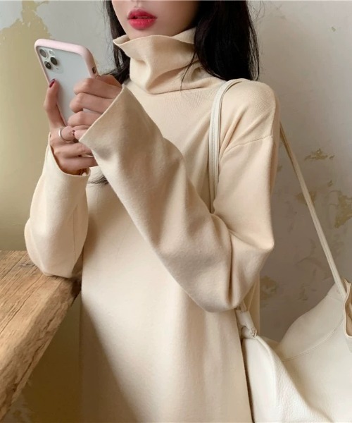 Wefst（ウェスト）の「【Wefst】タートルロングワンピ（ワンピース・レディース・ブラック/グレー/ブラウン/ブルー/アイボリー・FREE）」の7枚目の写真