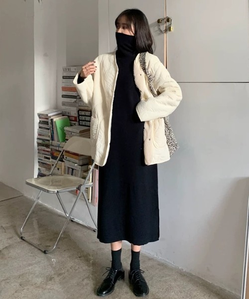 Wefst（ウェスト）の「【Wefst】タートルロングワンピ（ワンピース・レディース・ブラック/グレー/ブラウン/ブルー/アイボリー・FREE）」の12枚目の写真