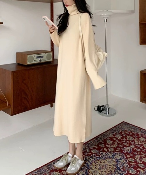 Wefst（ウェスト）の「【Wefst】タートルロングワンピ（ワンピース・レディース・ブラック/グレー/ブラウン/ブルー/アイボリー・FREE）」の10枚目の写真