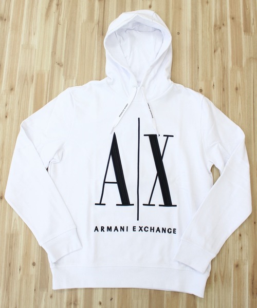 ARMANI EXCHANGE(アルマーニエクスチェンジ)の「A│X ICON ロゴ刺繍スウェットパ-カー 8NZMPC ZJ1ZZ(パーカー・メンズ・ホワイト/ブラック・M/L/XL)」の4枚目の写真