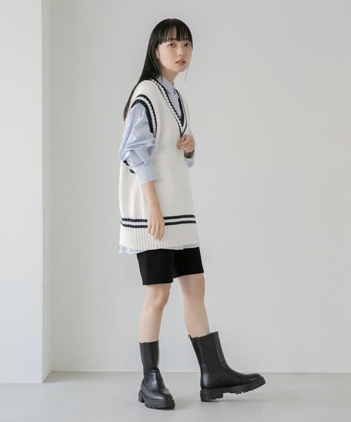 LOWRYS FARM（ローリーズファーム）の「チルデンニットベスト　263391（ベスト・レディース・オフホワイト/ブラック/グリーン・FREE）」の16枚目の写真