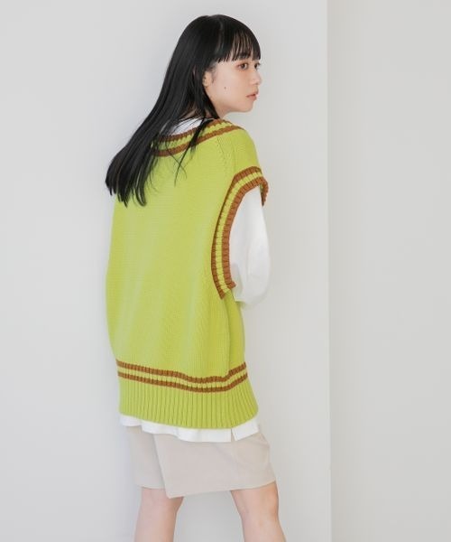 LOWRYS FARM（ローリーズファーム）の「チルデンニットベスト　263391（ベスト・レディース・オフホワイト/ブラック/グリーン・FREE）」の13枚目の写真